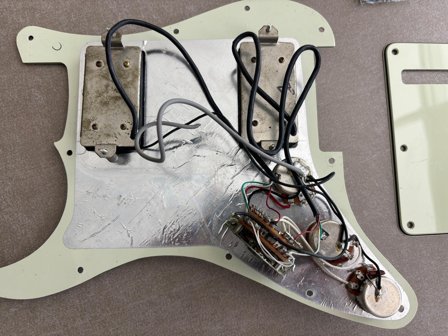 Stratocaster Electric Guitar Pickguard Loaded w/ Bare Knuckle Black Hawks 5 Way Switch